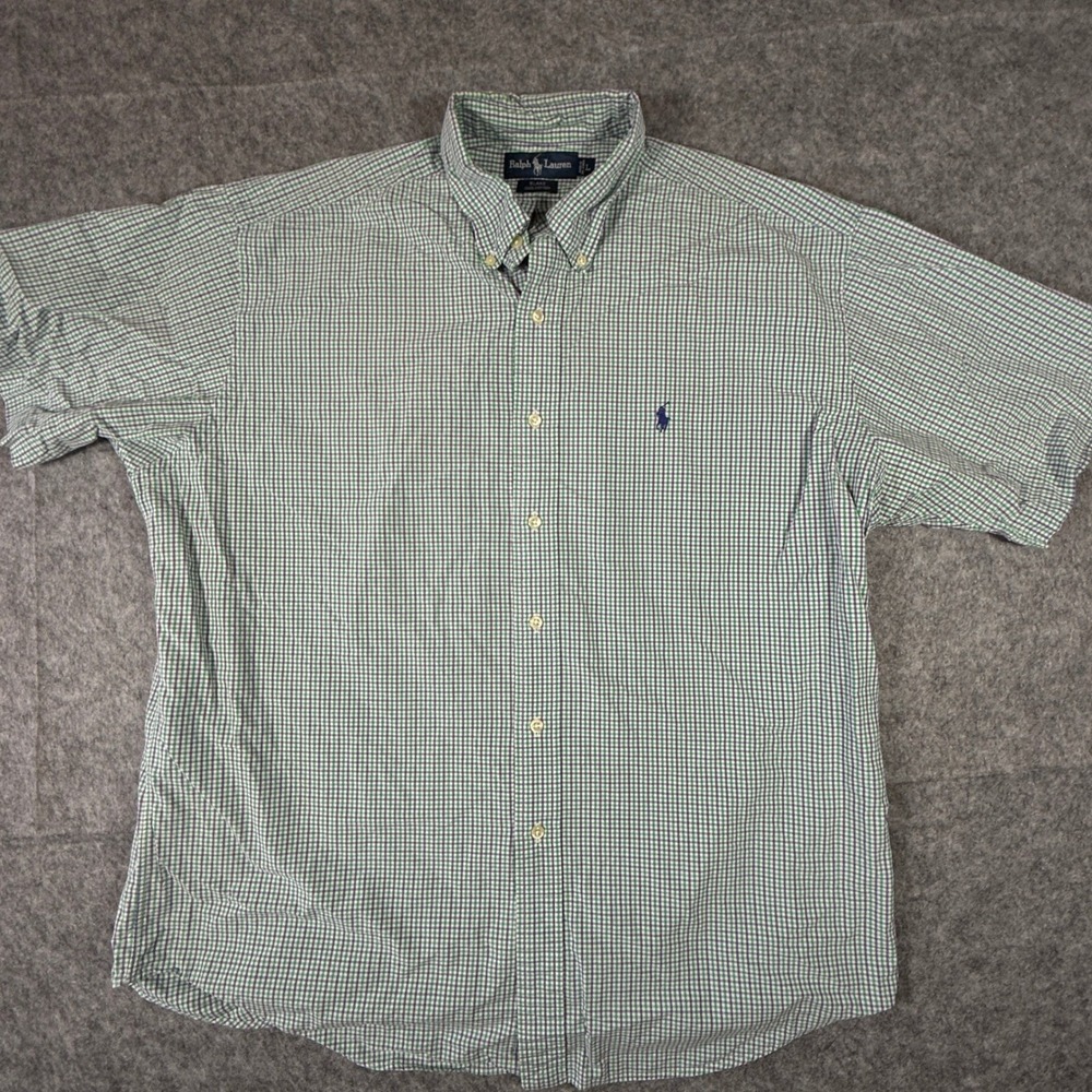 Polo Ralph Lauren Button Down Mens Large Gingham Blake Short Sleeve Cotton